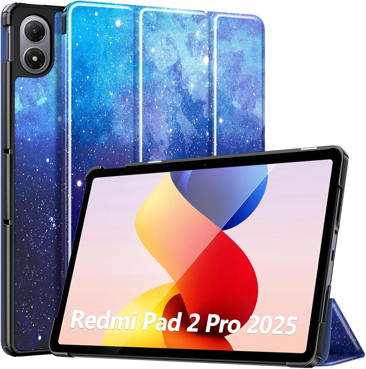 SnelShoppen - Tablethoes voor Xiaomi Redmi Pad 2 Pro 12.1 Inch 2025 | Slank en Lichtgewicht, Hard Achterkant, Automatische Aan/Uit Functie, Blauw Ster