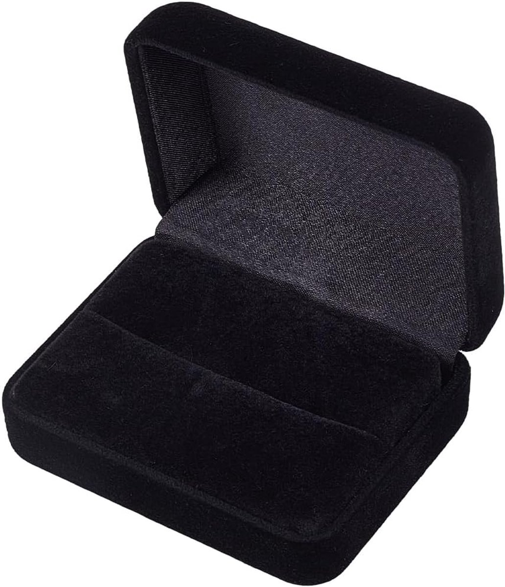 SnelShoppen - Luxe Zwarte Velvet Ringdoos Rectangulaire Verpakking voor Ringen, Oorbellen en Sieraden - Mini Draagbaar voor Verlovingen en Voorstellen
