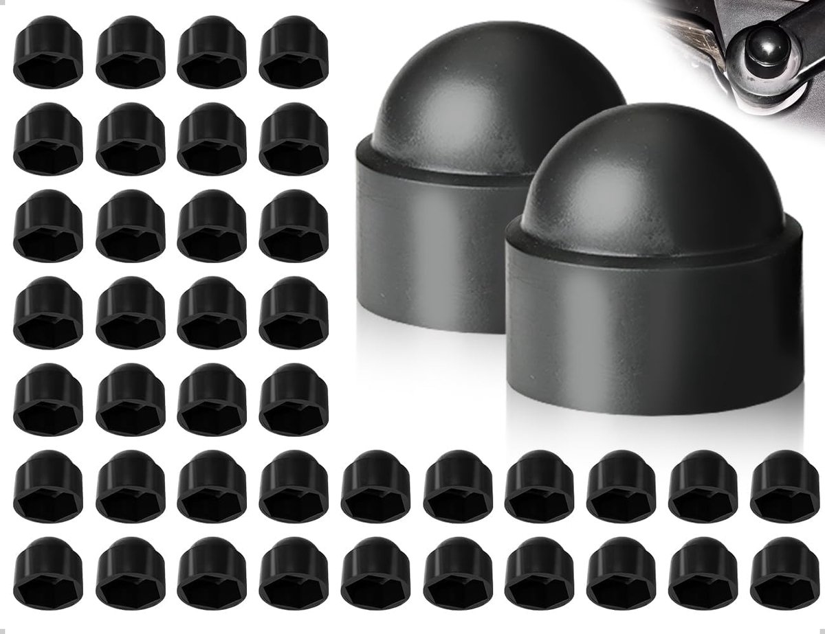 SnelShoppen - Pack van 40 M10 Schroefdeksels, Duurzame Hexagonale Kunststof Deksel, Moeren M10 (Zwart) voor DIY Projecten en Klussen