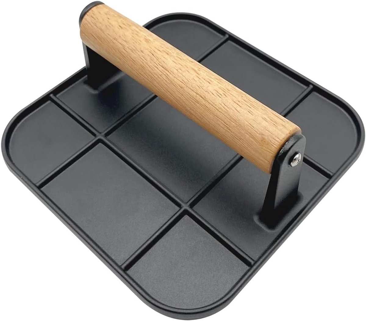 SnelShoppen - Burgerpers Aluminiumlegering met Antisliphandvat - Steakvlees, Baconpers voor Perfecte Burgers en Gegrilde Sandwiches - Zwart 16x16CM -