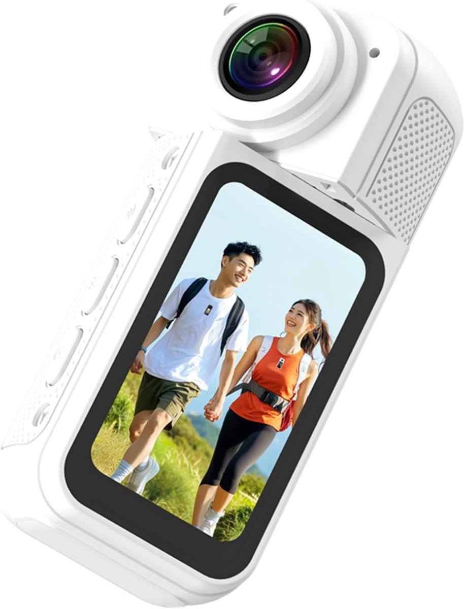 SnelShoppen - 1080p Actie Camera met 170° Groothoek, 180° Draaibare Lens, Magnetische POV Camera met 1.47 Inch HD Scherm voor Autorijden, Skiën en Rei