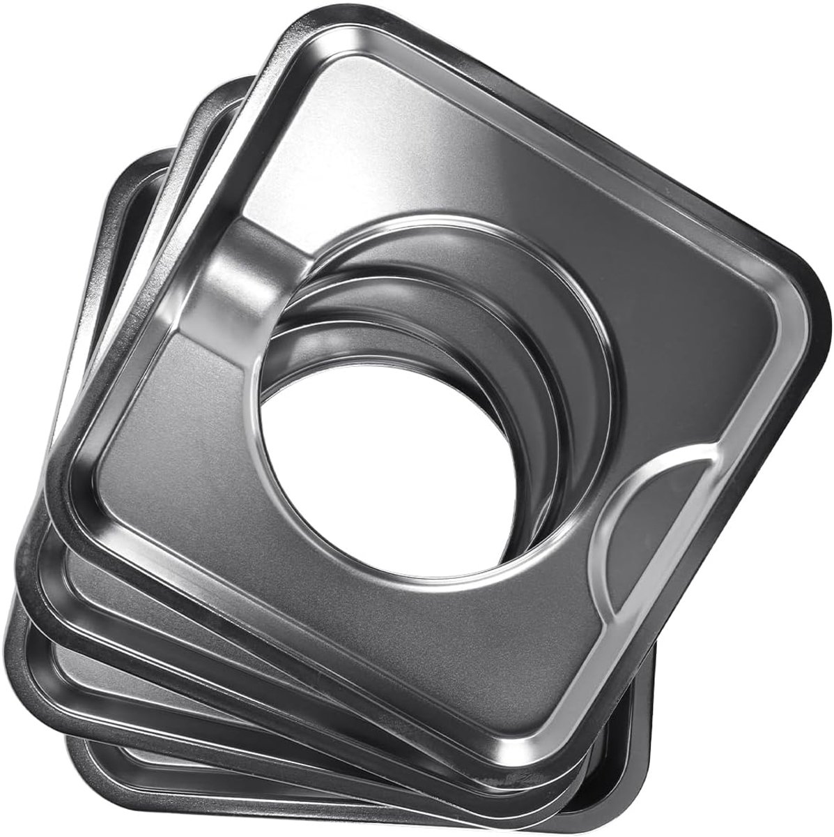 SnelShoppen - 4 Stuks Chrome Vierkante Gasfornuis Druppelbakken 19 x 19 cm - Universele Vervanging voor Diverse Modellen - Duurzaam Keukenaccessoire
