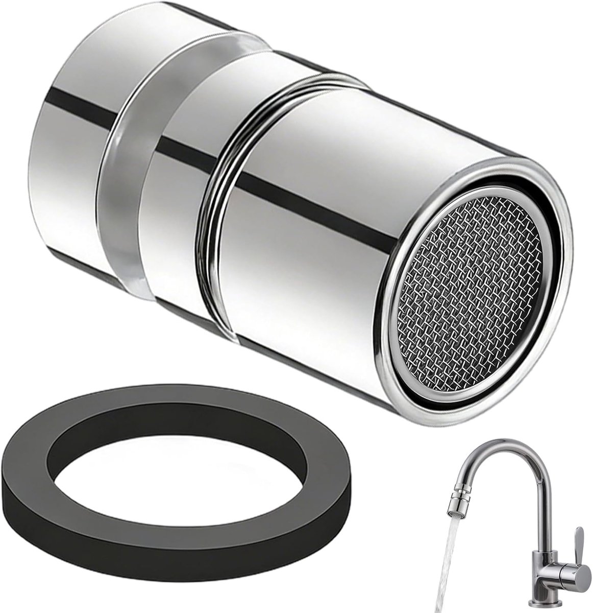 SnelShoppen - 360° Draaibare Waterkraan Regulator, M22 Kraanaccessoire van Koper en RVS, Keuken en Badkamer Tap Uitbreiding, Duurzaam en Roestvrij, Id