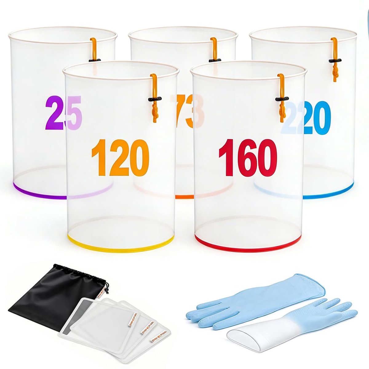 SnelShoppen - 5 Liter Mesh Bubble Bags Set voor Kruidextractie, Professionele IJswater Extractie Set, Filterzakken met Perszeef en Opbergzak (25 tot 2