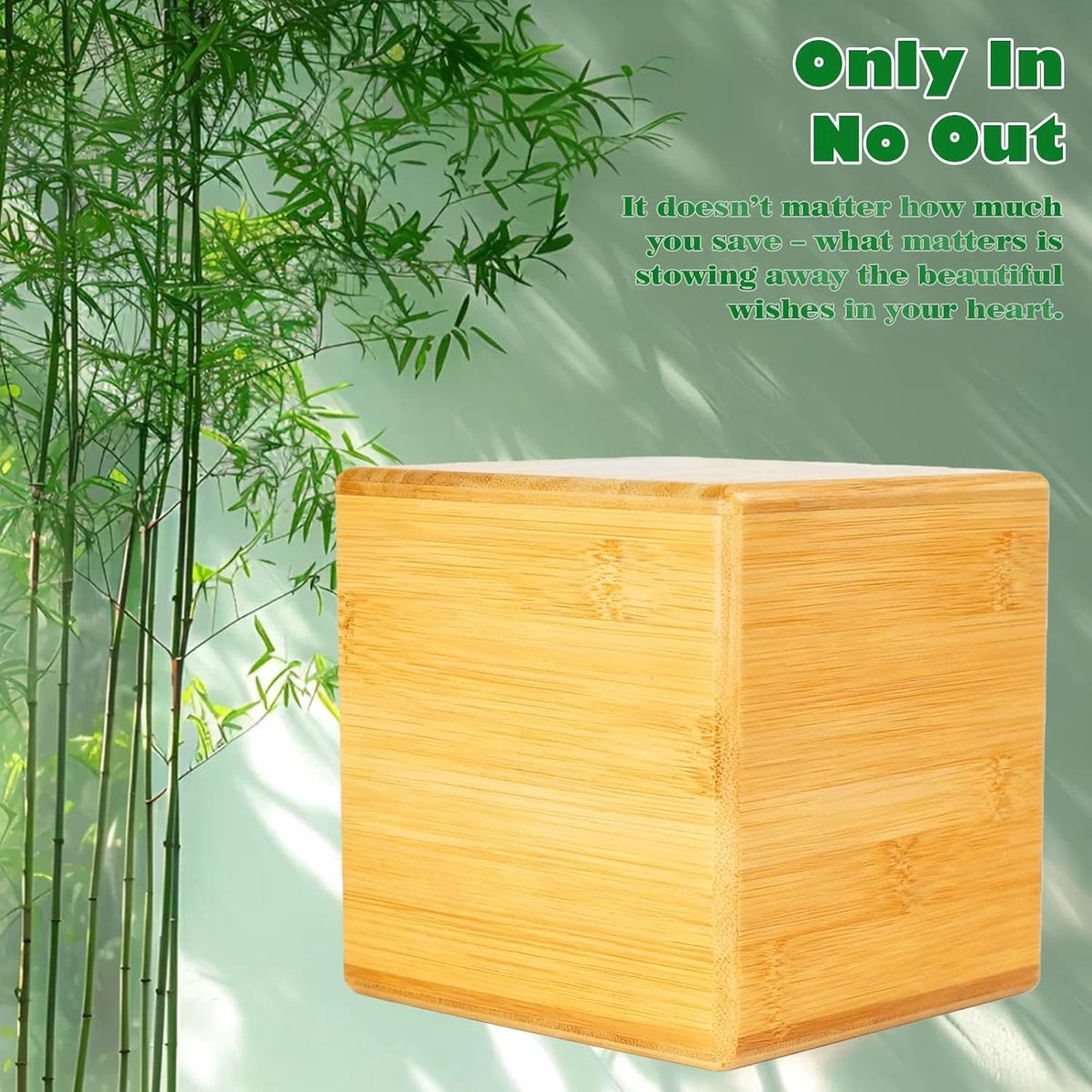 SnelShoppen - Houten Spaarbox 15x15x15 cm voor Volwassenen - Robuuste Bamboo Spaarpot zonder Openingen - Ideaal voor Vakantie, Reizen en Veilig Sparen