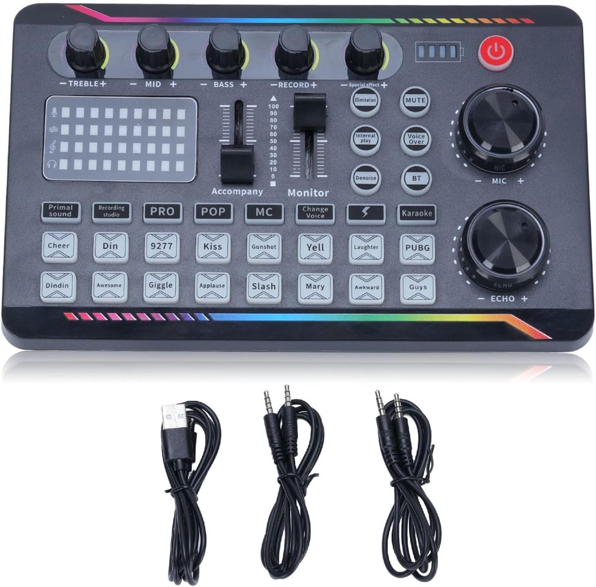 SnelShoppen - Live Geluidskaart Mengpaneel met DJ Effecten, Stemveranderder & 16 Geluidseffecten voor Karaoke Streaming, Podcast Opname en Gaming Stud
