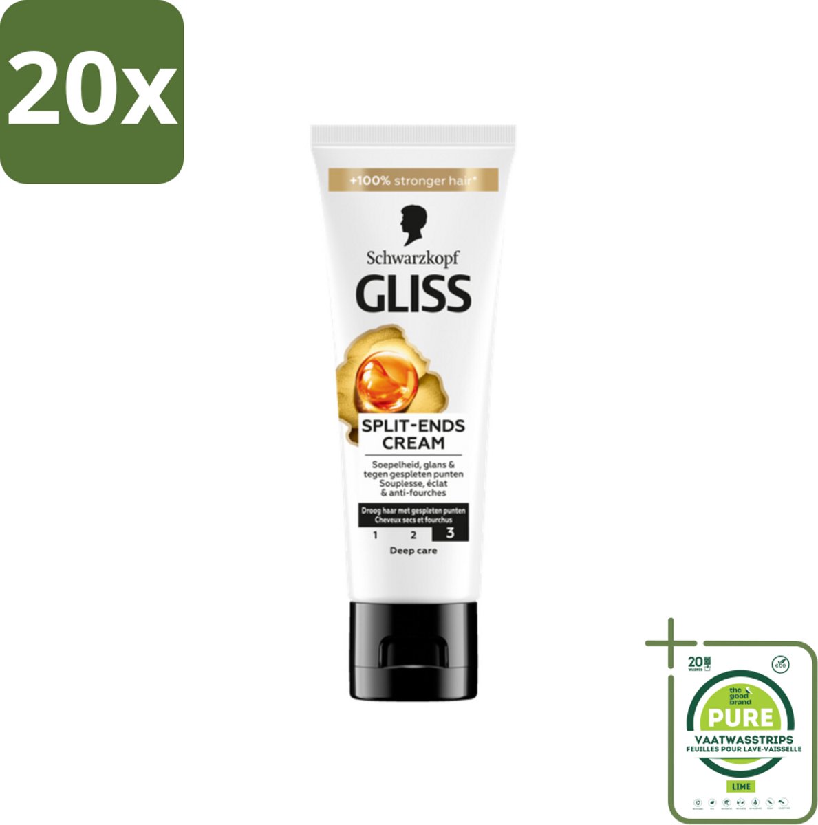 20 x Gliss - Split-Ends Cream - Tegen Gespleten Haarpunten - 50 ml - Grootverpakking - Gespleten Haarpunten - Haarverzorging - Haarcrème - Leave-in Crème - Haarbreuk Voorkomen