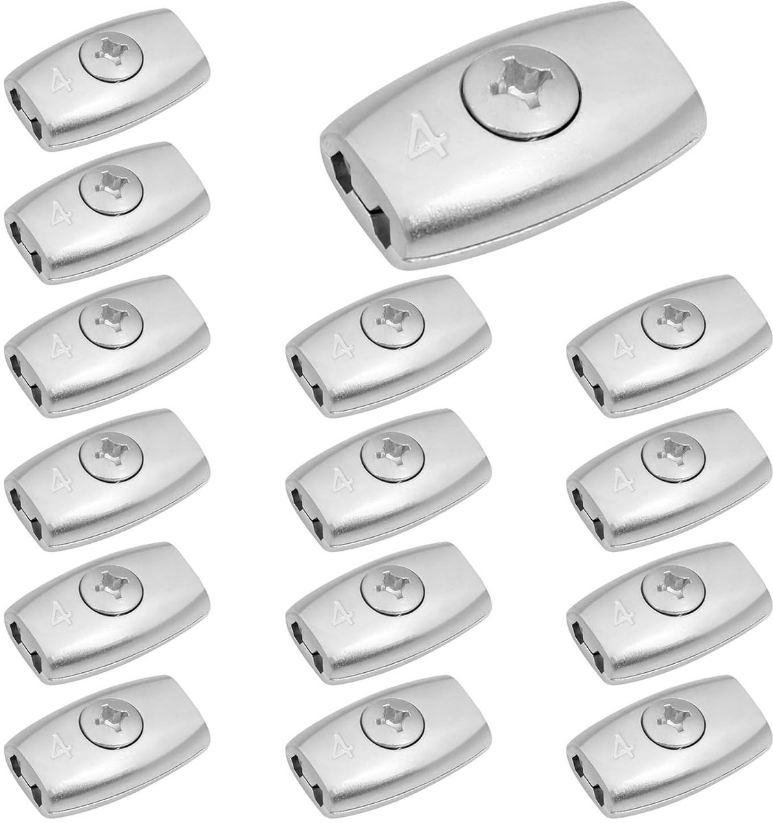 15 Stuks Kabel Clips, 4mm, Zinklegering, Ovale Vorm, Schroef Kabelverbindingen voor Stalen Kabels en Organisatie