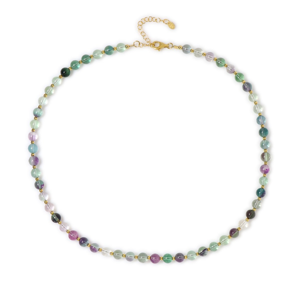 Cavill - Verstelbare Damesketting - 925 Sterling Zilver - Braziliaanse Fluoriet 89,98 ct & Gouden Hematiet 9,32 ct - Elegant, Handgemaakt