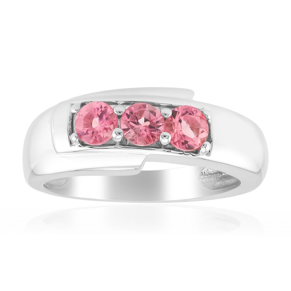 Cavill - Elegante Zilveren Ring met 0,408 ct Braziliaanse Roze Toermalijn - 925 Sterling Zilver met Palladiumcoating - Rond Geslepen Edelsteen