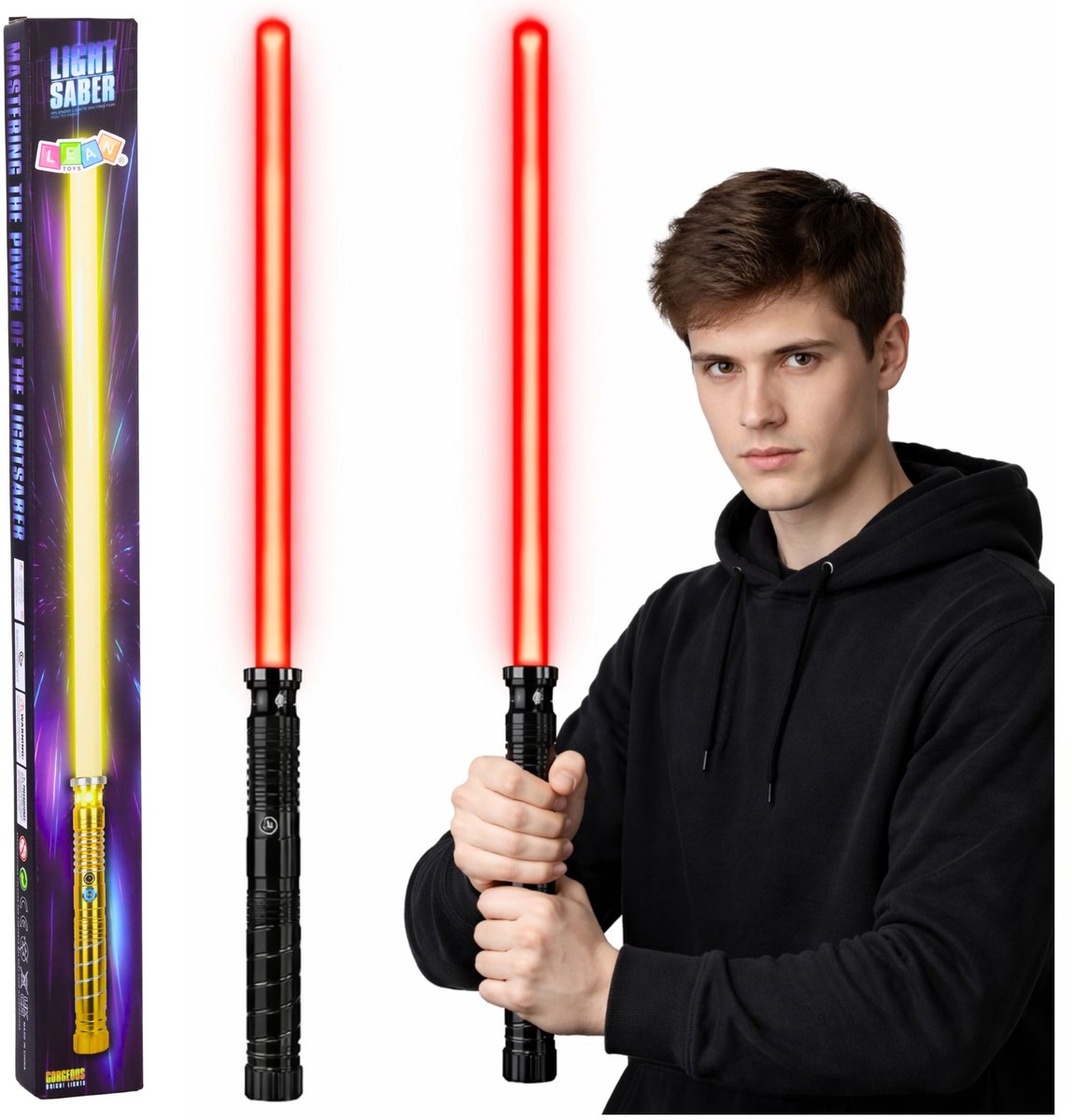 Led Laser Lichtzwaard Met Geluiden Metalen Handvat 75 Cm