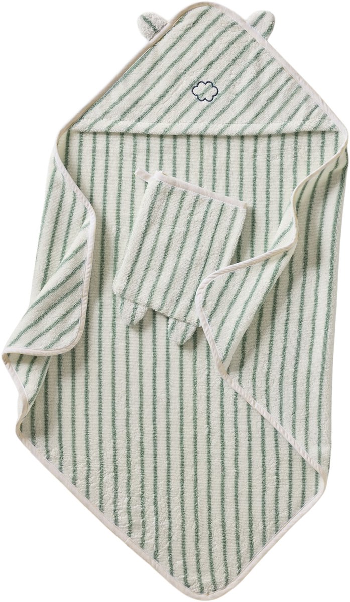 Vertbaudet Badcape - washandje - jacquardstrepen