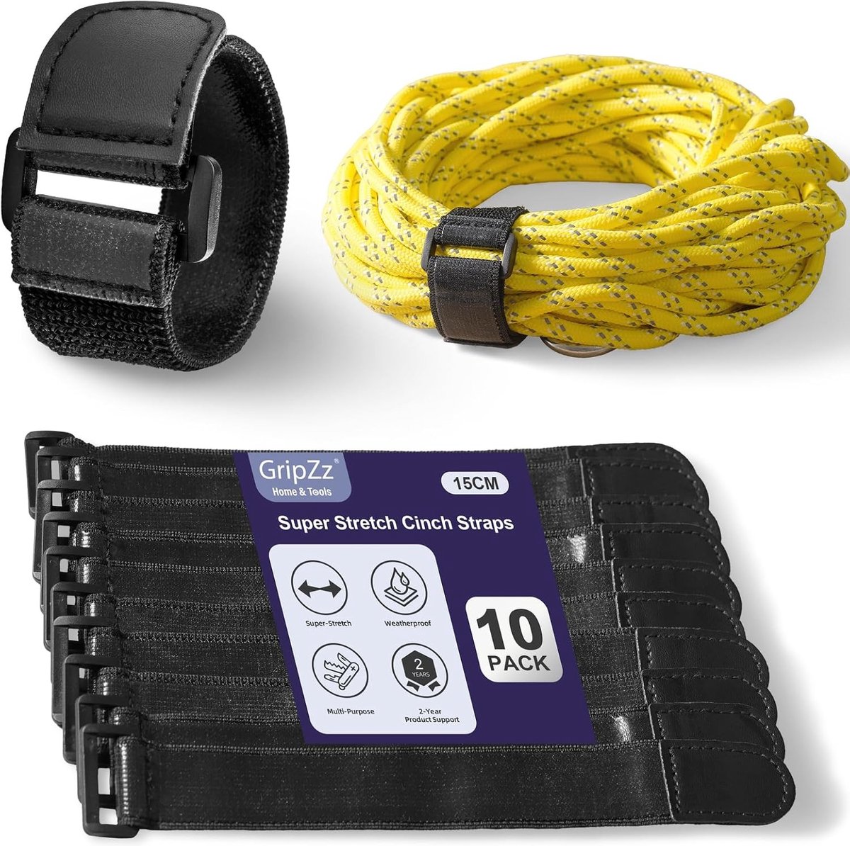 Klittenband Kabelbinders - 15 cm - 15 x 2.5 cm - Herbruikbare en Elastische Kabel Organizers - Voor Kantoor en Thuis
