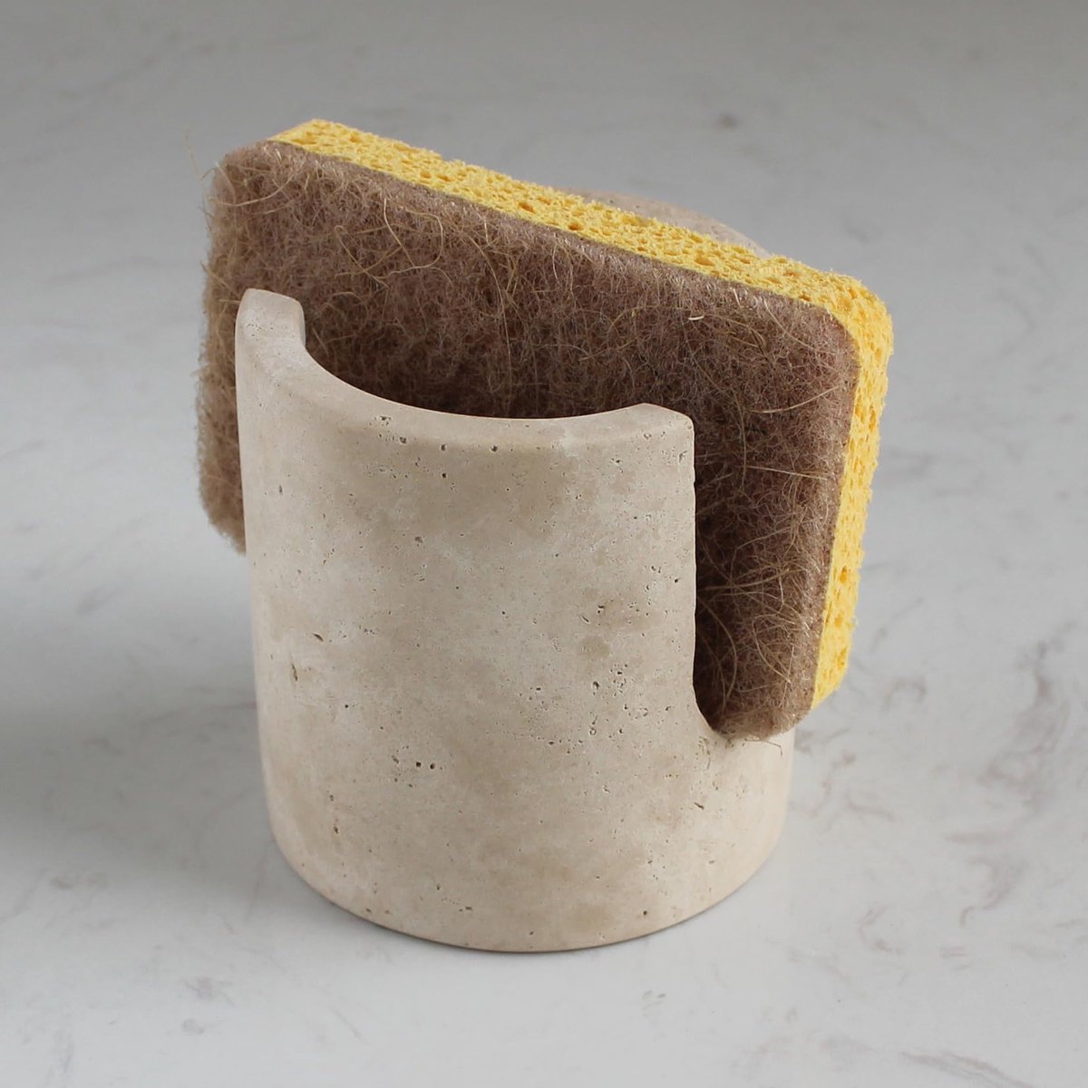 SnelShoppen - Natuurlijke travertijn sponshouder voor aanrecht, droogrek, spons Caddy voor gootsteen organizer, keukenaccessoire, duurzaam, stijlvol,