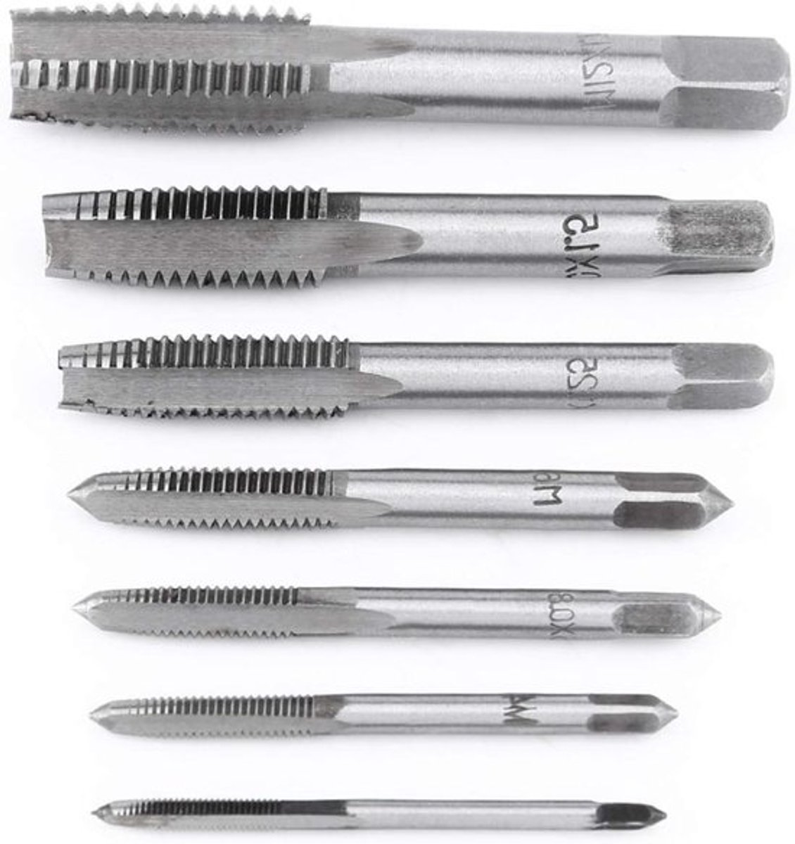 Set van 7 Draad tappen voor Metrische Schroefdraad M3-M12 - Gereedschap voor Precisie Draadbewerking en Metalen Bewerking