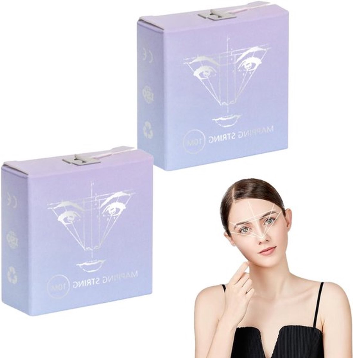 2-Pack 10m Vooraf Geïmpregneerd Mappingdraad voor Permanente Make-up en Microblading Accessoires - Ideaal voor Wenkbrauw Vormgeving en Precisiewerk