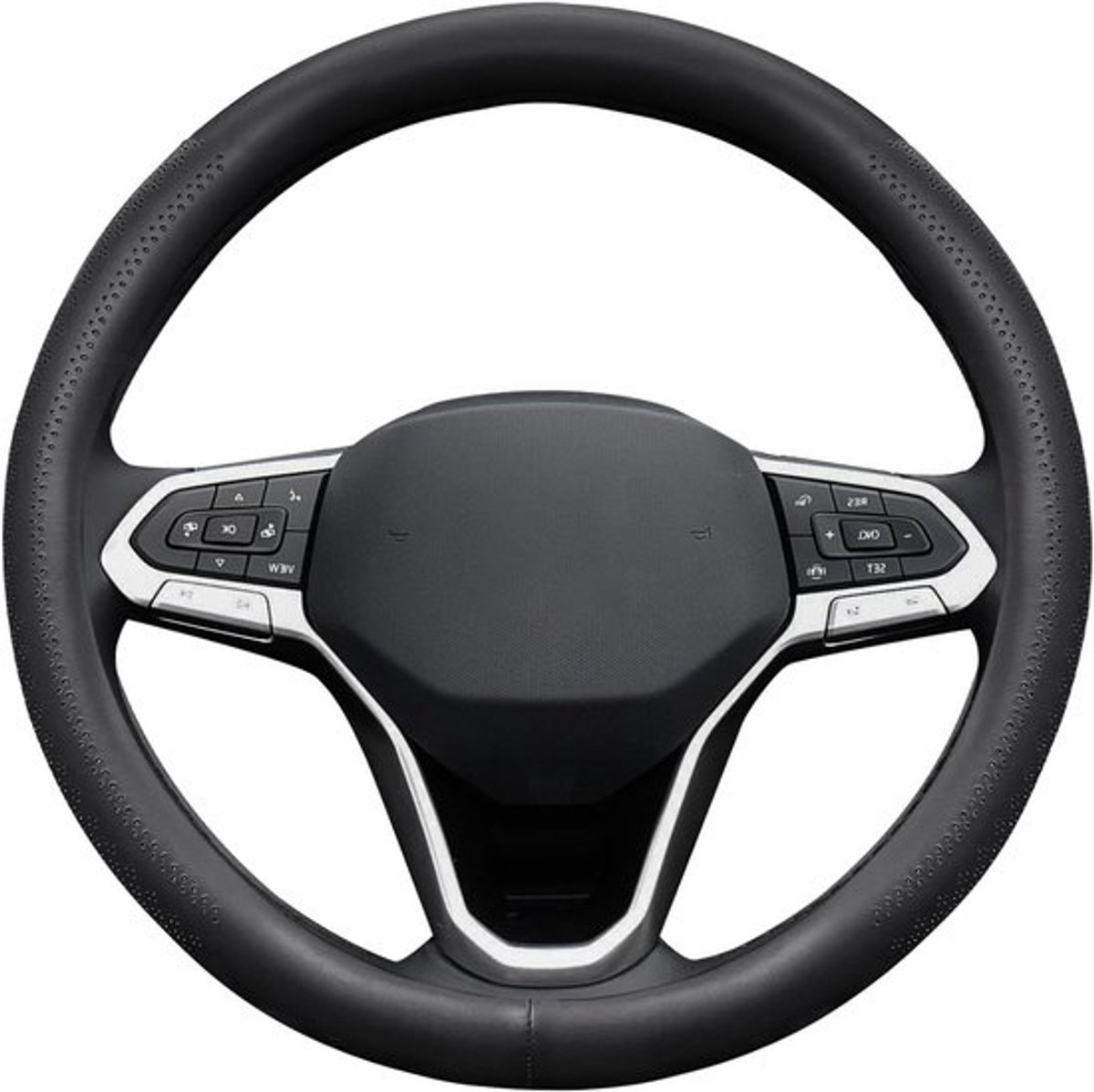 Dunne, niet-slip synthetische leren stuurhoes, zacht en ademend, universele maat M 37-38 cm, geschikt voor auto’s, zwarte kleur