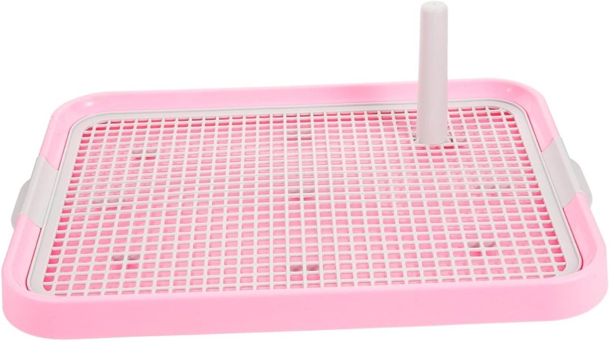 Huisdier Toilet - Hondenpotje Puppy Toilet - Zindelijkheidstraining Huisdier - Met Gaas Inzet - 49x37cm - Roze