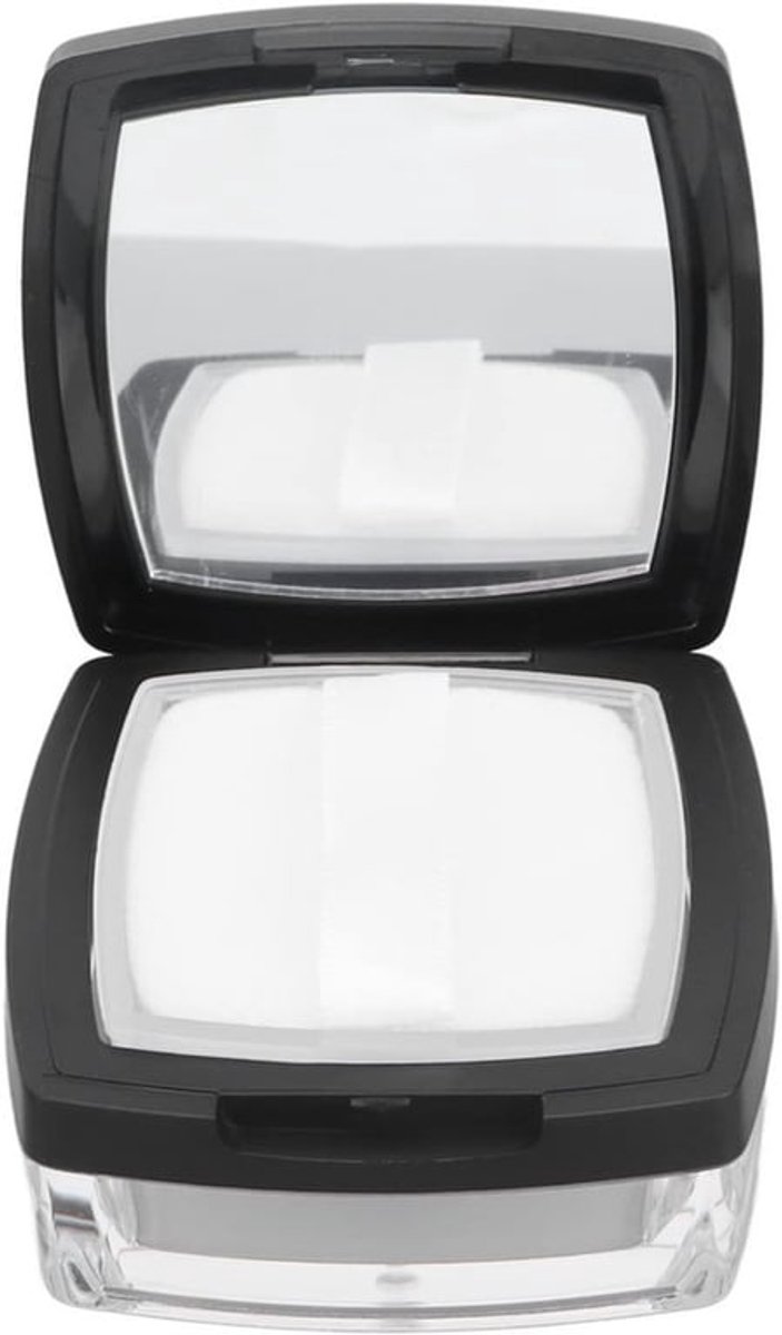 Lege poederdozen voor make-up, navulbare poederbox met spiegeltje en lepel, aparte opbergdoos voor losse poeder, zwart kunststof container voor cosmetica