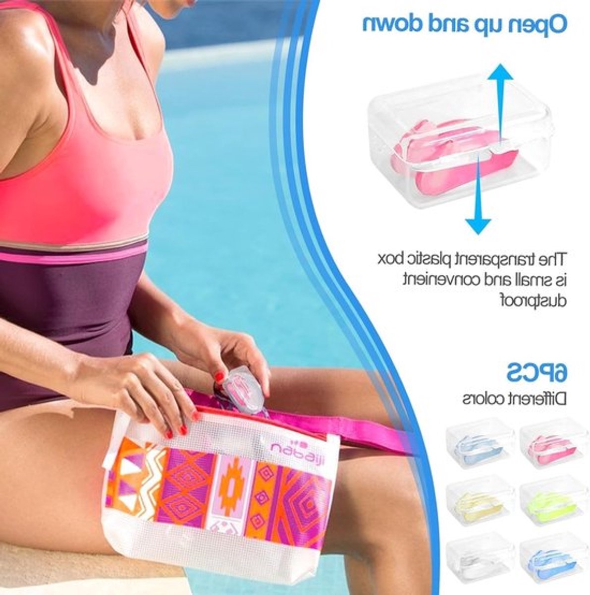 Zes kleurrijke siliconen neusklemmen voor zwemmen, comfortabele anti-slip neusclips voor trainingsdoeleinden en watersport beginners