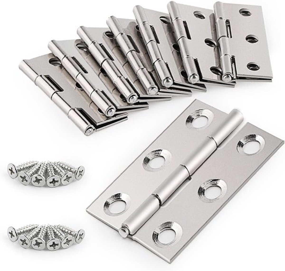 20 Stuks RVS Scharnieren, Vouwbare Verbindingen voor Raam, Kast en Deuren, 44mm x 32mm (Zilver)