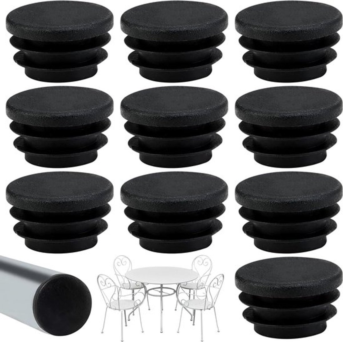 Set van 10 Ronde Flap Plugs voor Ronde Buizen 25/22/20 mm - Beschermende Doppen, Tube Stops en Slat Stops van Hoge Kwaliteit
