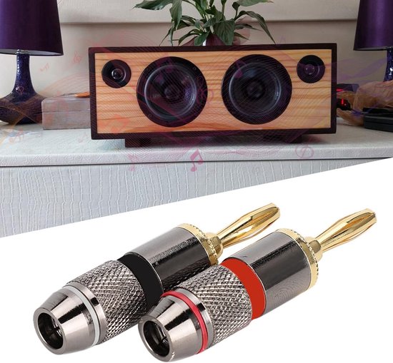 SnelShoppen - 24K Gouden Geplateerde Koper Banana Plug Audio Kabel Connector voor Luidspreker - Perfecte Geluidskwaliteit - Duurzaam en Betrouwbaar — afbeelding 4