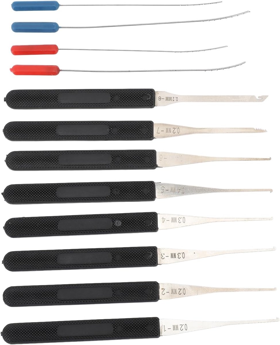 SnelShoppen - Broken Key Puller Set 12 Stuks, Precisie Sleuteltrekker voor Nauwkeurige Reparaties, Duurzaam Materiaal, 0.2 - 0.4 Mm, Ideaal voor Thuis