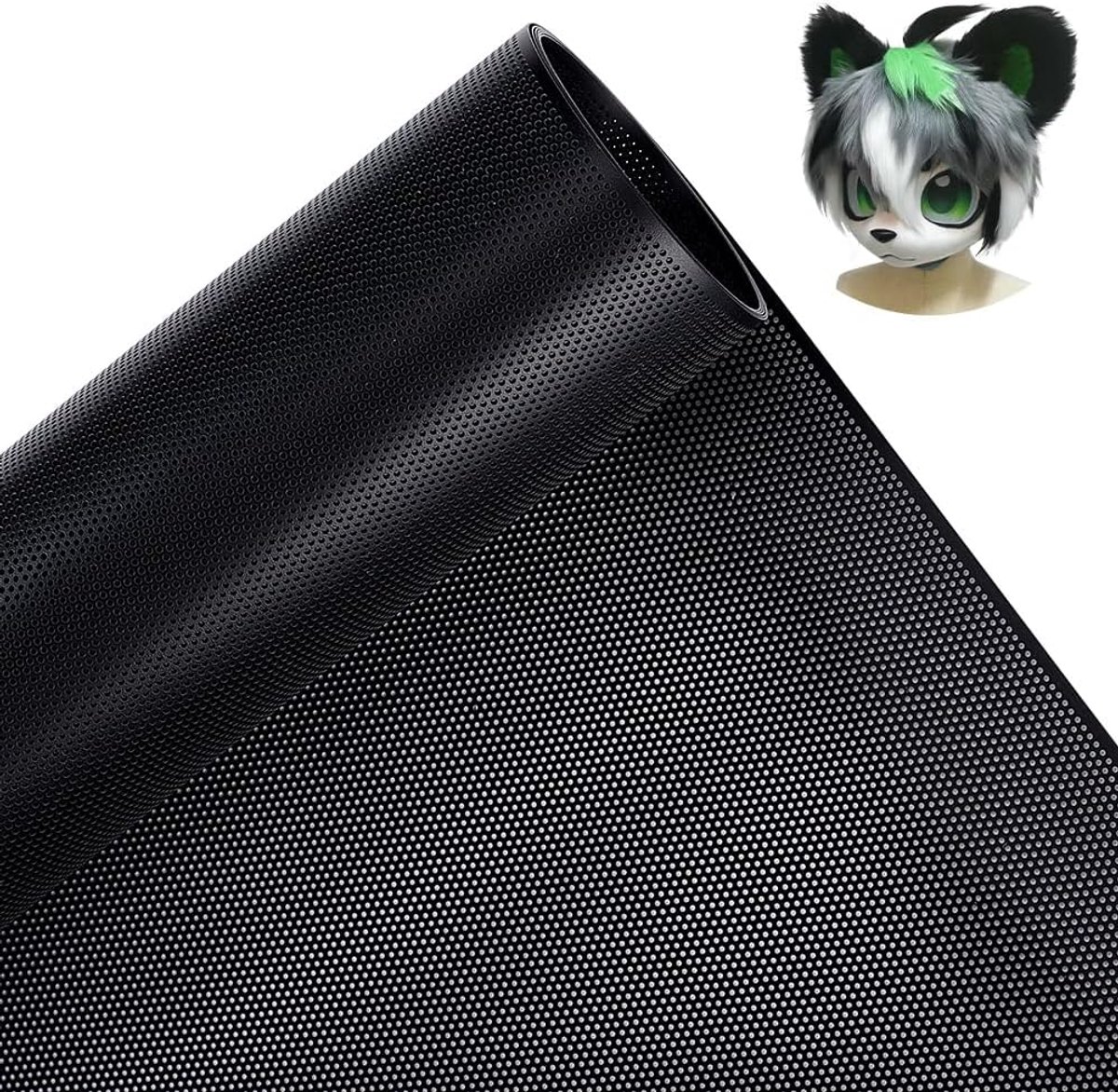 SnelShoppen - Fursuit Oognet 100x30cm Zwart PVC Sublimatie Gaas 0.3mm Dikte Waterdicht Printbaar Mesh voor Furries Cosplay, Accessoires, Creatief Gebr
