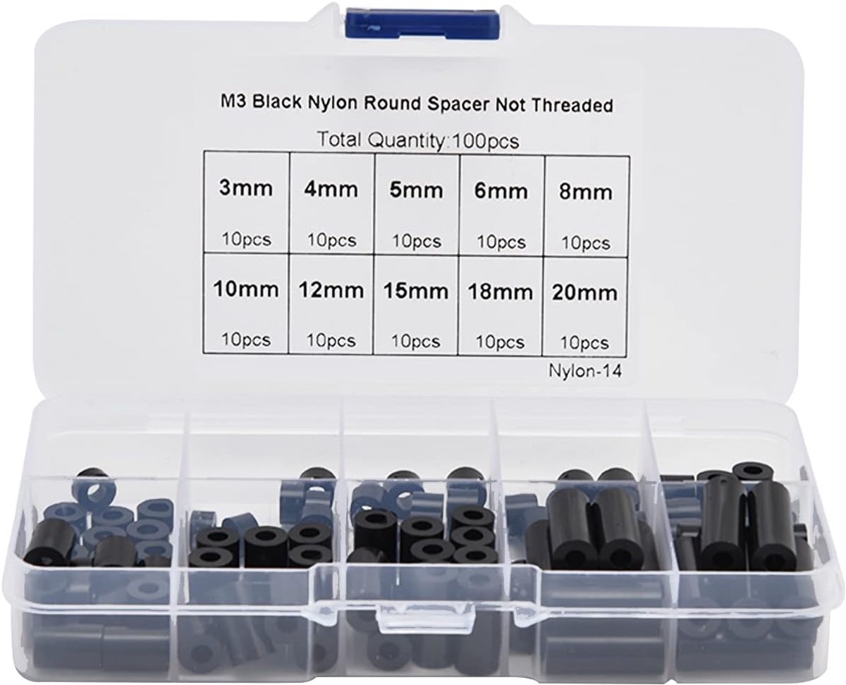 SnelShoppen - 100 Stuks Isolatieafstandhouders Cylindrisch Kunststof Standoffs Niet Gewonden 3mm 4mm 5mm 6mm 8mm 10mm 12mm 15mm 18mm 20mm Assortiment