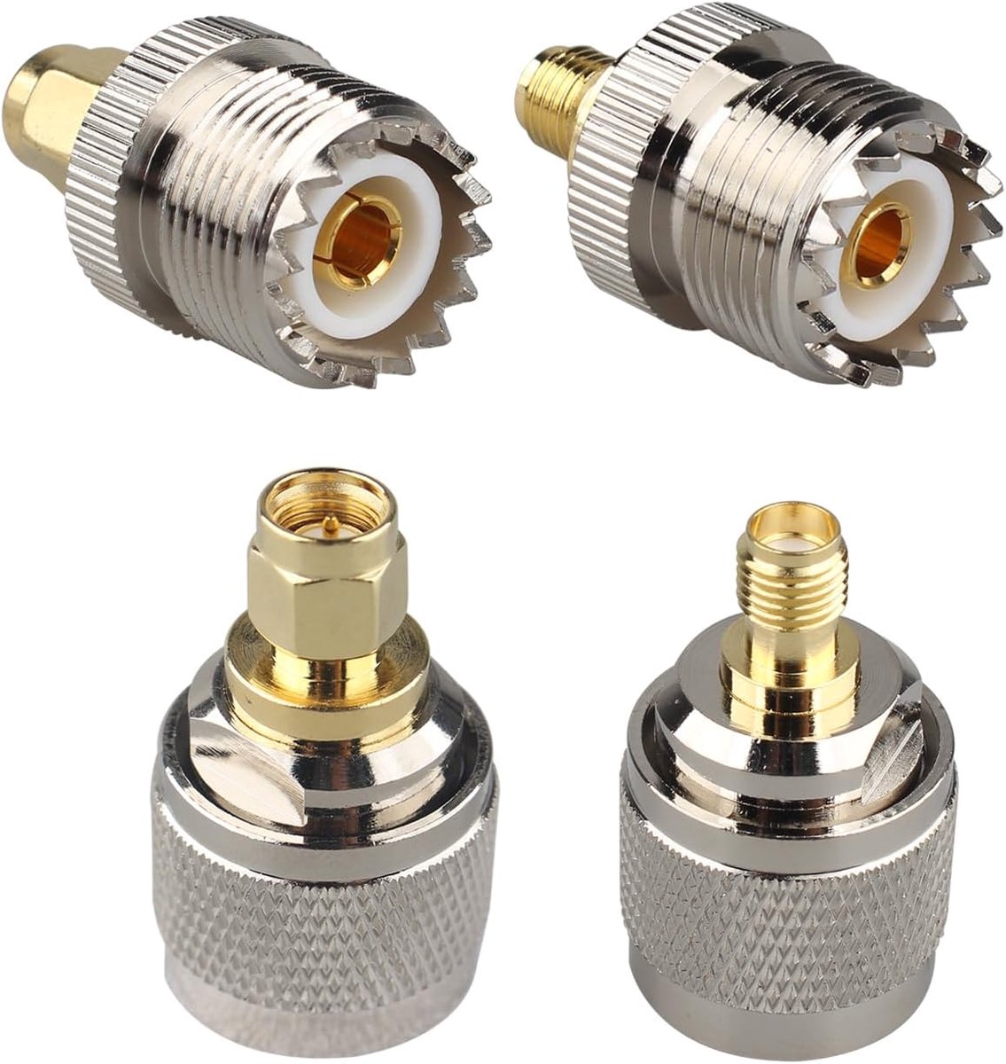 4PCS SMA to UHF Connectors Kit UHF to SMA Male to Female RF Coax Adapter Nickel Plated SO239 PL259 Converter Connector - ShopVlot