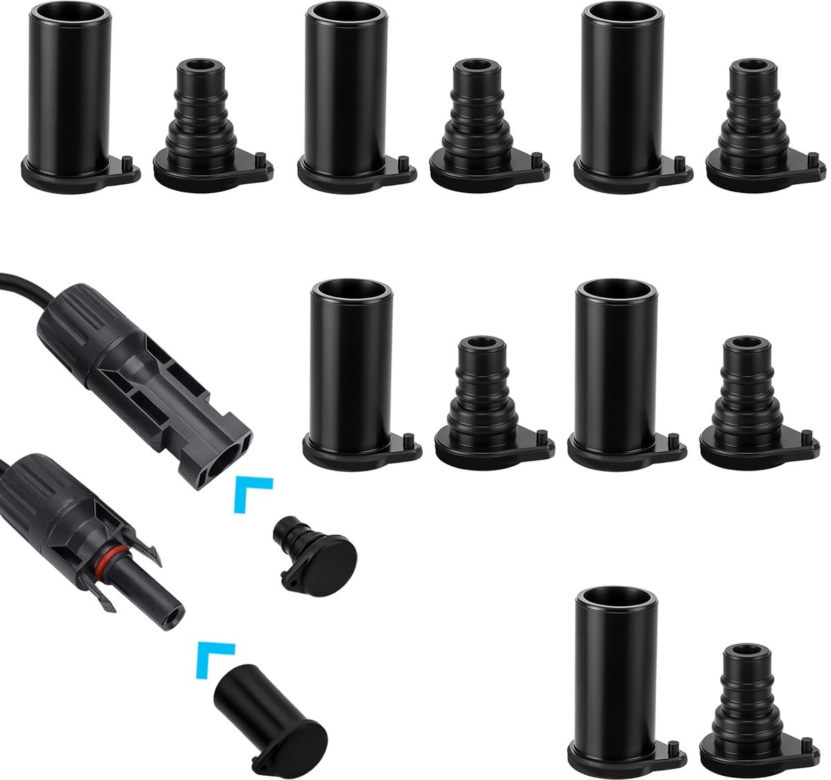 Silicone stof- en waterdichte caps - 6 paar - zwart - bescherming voor zonnepanelen - ShopVlot