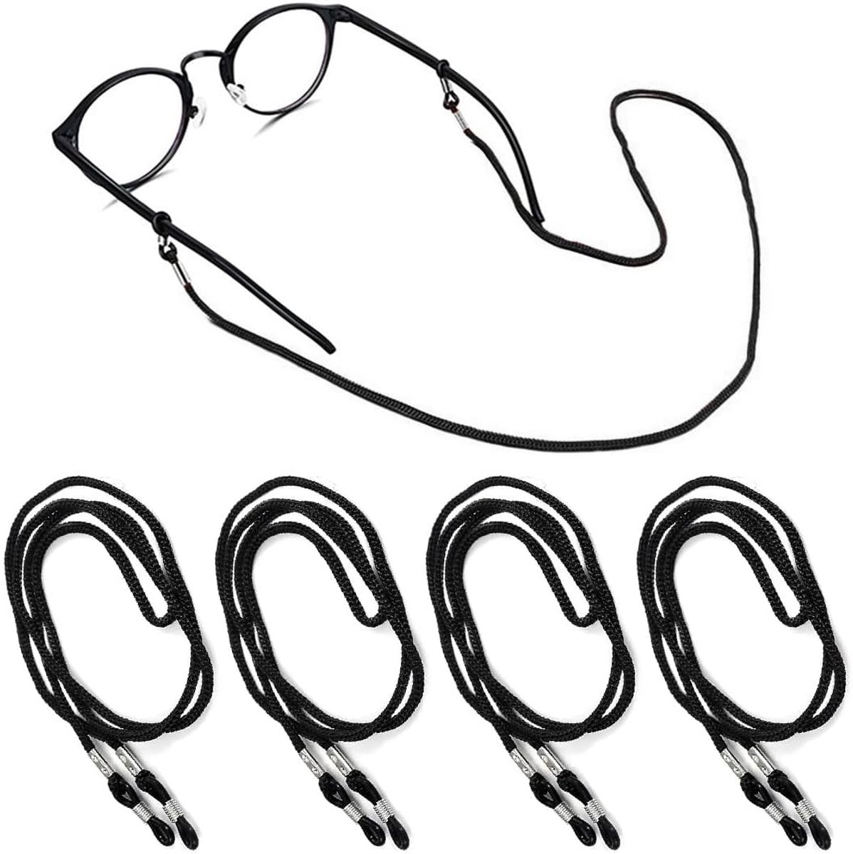 Glazen ketting set van 4 - zwart nylon - verstelbaar - ideaal voor buitenactiviteiten - ShopVlot