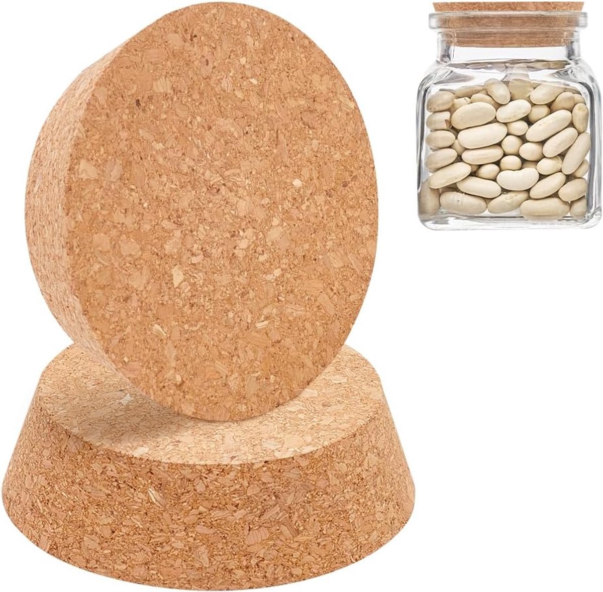 SnelShoppen - 2 Pack Korken Conische Flessenstoppen, 90~110mm, Premium Korken voor Wijnflessen, Decanters, Keramische Bierglazen, DIY Decor, 3cm Dikte