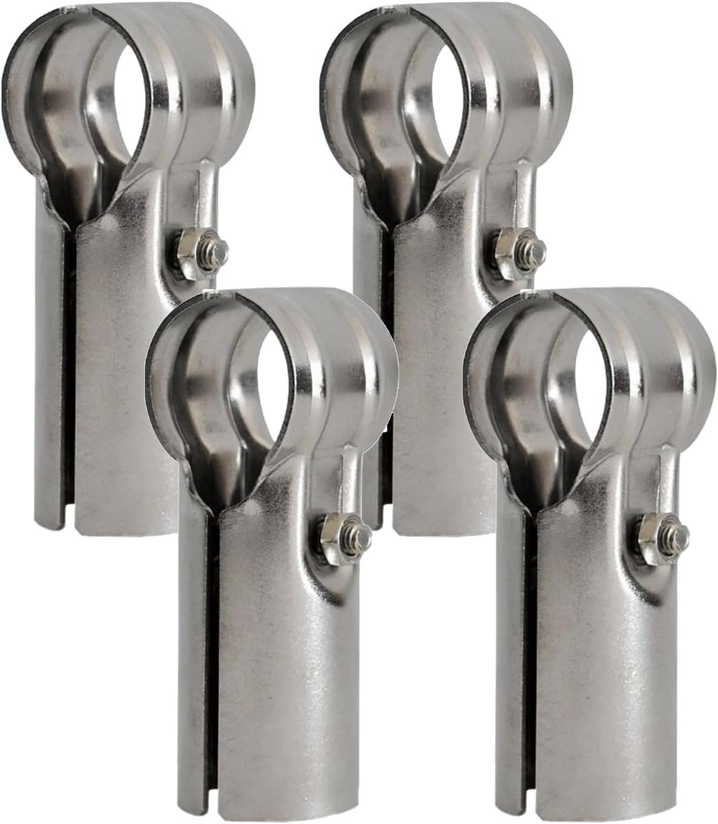SnelShoppen - 4 Sets T Buisklem Verbinding, RVS Kettingschutting Klemmen, Eindrail T Klem Beugels voor 32mm OD Buizen, Inclusief Moeren en Bouten
