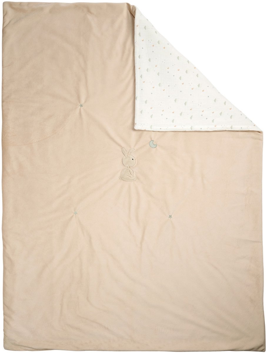 Nattou LouLou Zacht Deken Konijn - 100 x 135 cm - Dubbelzijdige Babydeken - Baby Cadeau - Zand