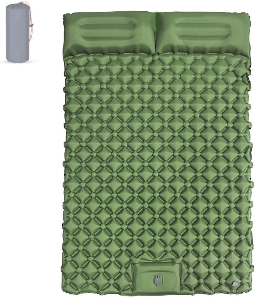 Tweepersoons Slaapmat - Luchtbed Kamperen - Outdoor Slapen - Zelfopblazend met voetpomp - 190x120 cm - Groen