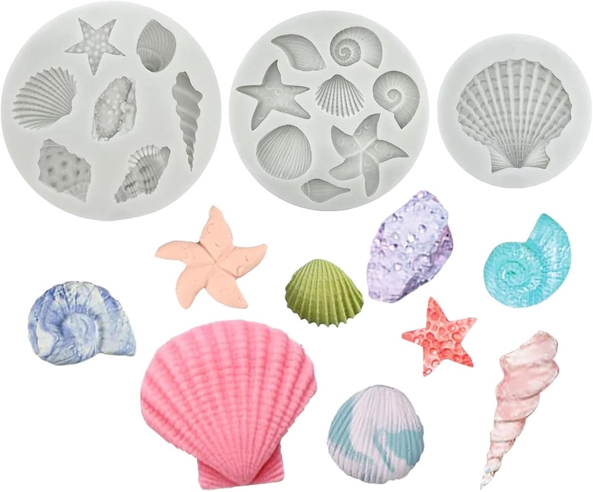 Marine Thema Cakevormen Set - 3D Schelpen en Ocean Animals Silicone Mallen voor Chocolade, Fondant en Koekjes Decoratie