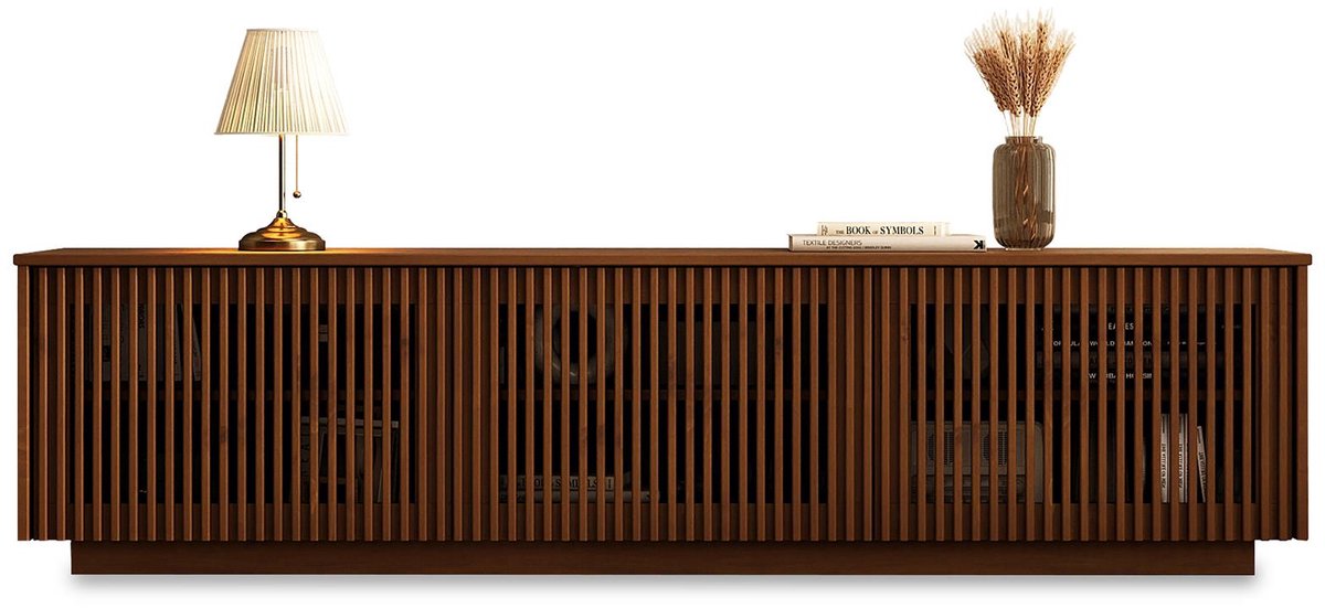 Lowboard OLE 175 cm van massief hout – afwerking in kastanje