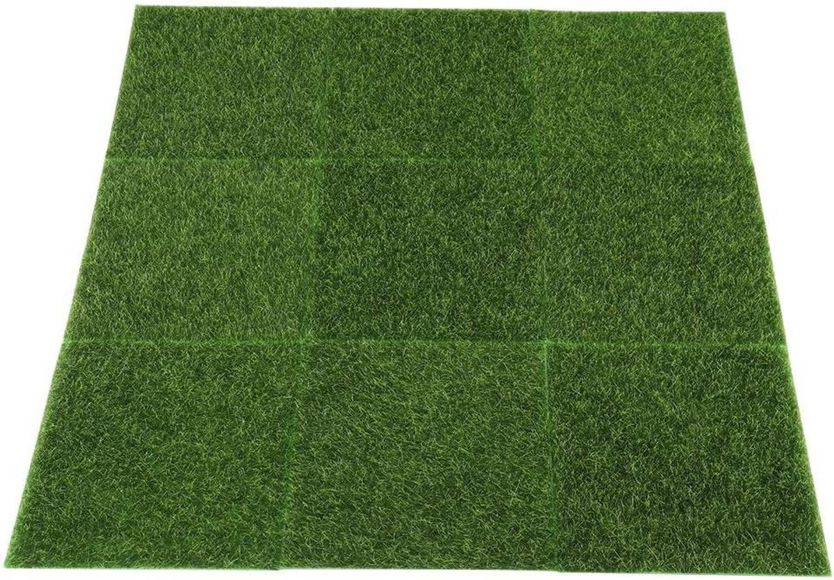 Kunstgrasmatten - Nepgras Synthetisch Gazon - Huisdecoratie - Veilig en Milieuvriendelijk - 15 x 15 cm - Groen