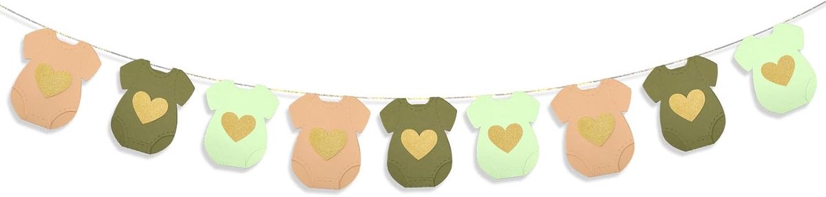 SnelShoppen - Baby Body Banner, 9-delige Papieren Slingers voor Gender Reveal, Baby Shower en Verjaardagsfeest, Duurzaam Materiaal, Heldere Kleuren, G