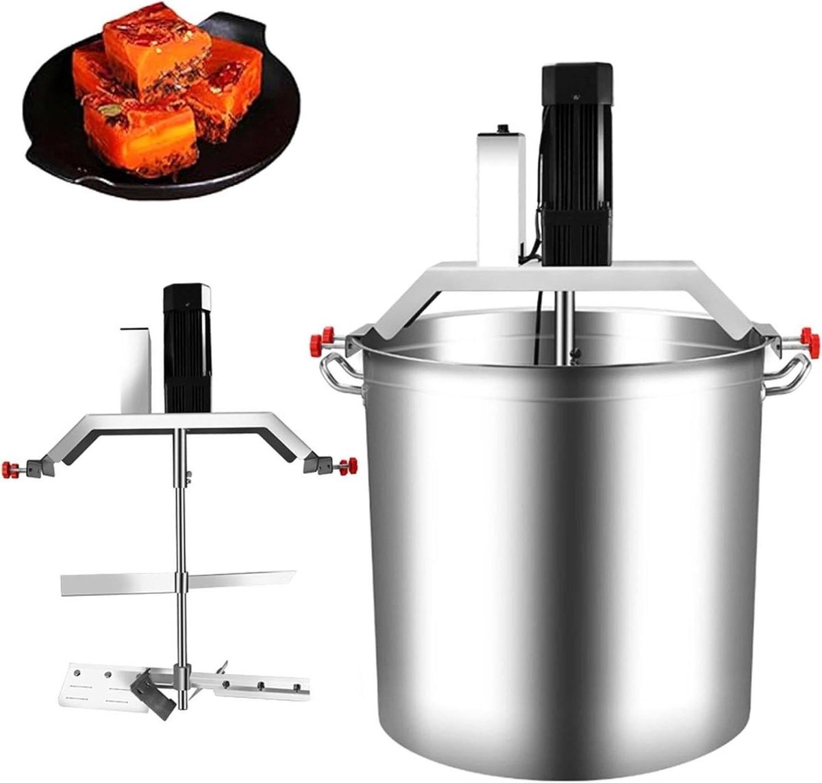 Elektrische Keukenmixer - Staande Mixer Roestvrijstaal - Jam Sauzen Maken - Dubbellaagse Spatel - 40L - Zilver