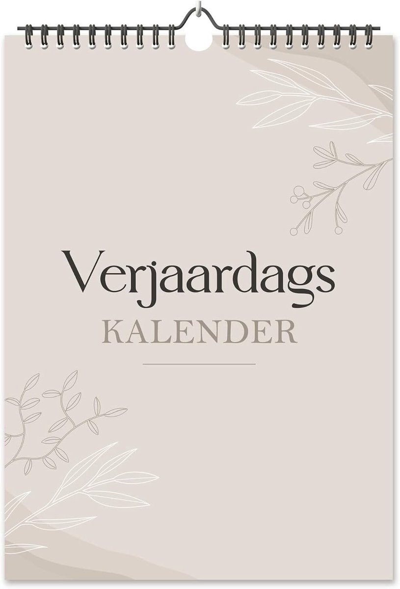 Verjaardagskalender - Beige - Spiraalgebonden Invulboekje - Met Leuke Quotes - Voor Thuis of Kantoor