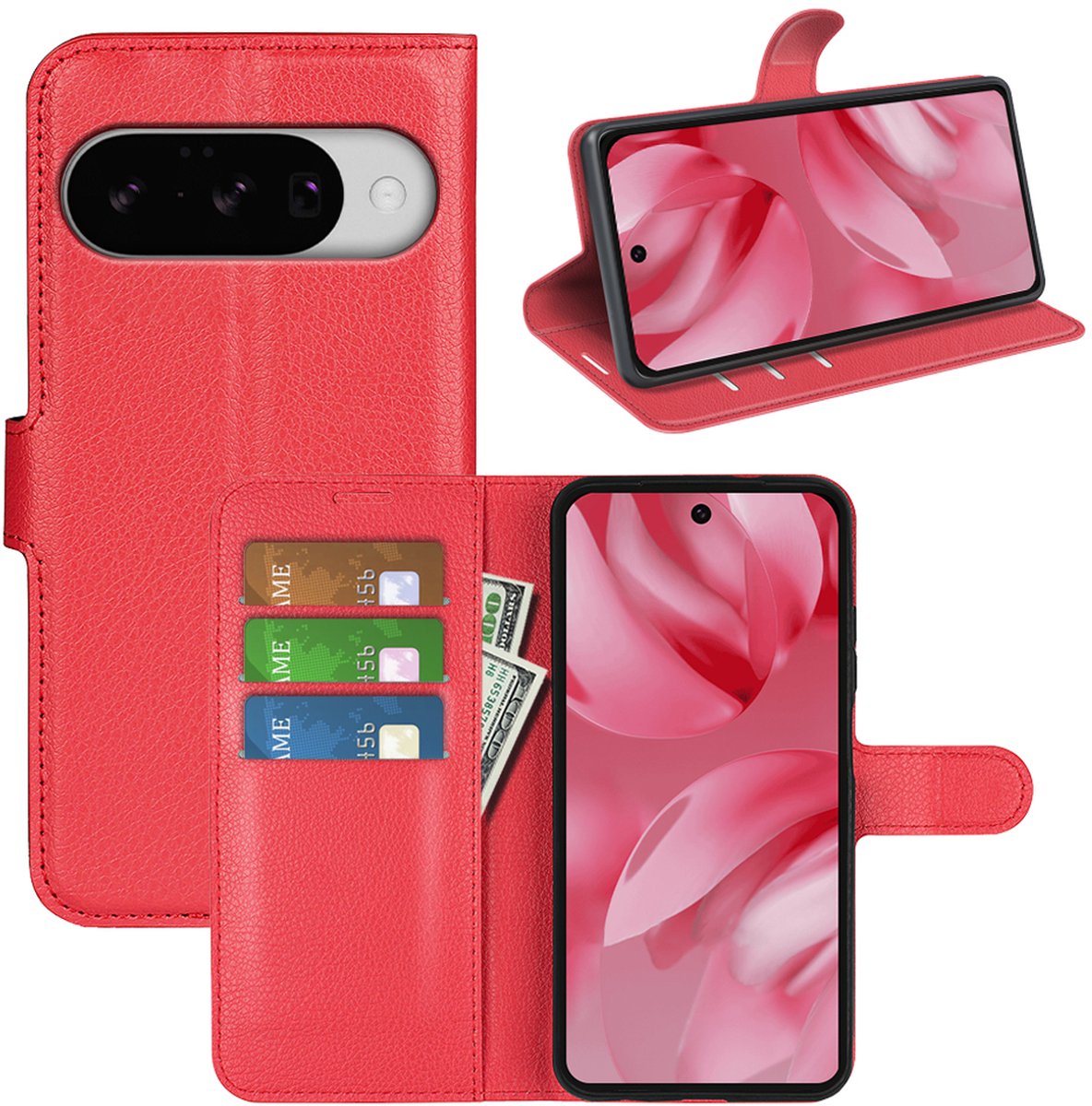 MobyDefend Hoesje - Geschikt voor Google Pixel 11 - Kunstleren Wallet Book Case (Sluiting Voorkant) - Rood