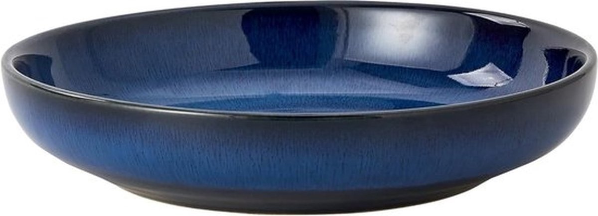 Grote keramische serveerschaal voor pasta, salade en fruit - 10 inch, 50 ounce, vaatwasser- en magnetronbestendig (blauw)