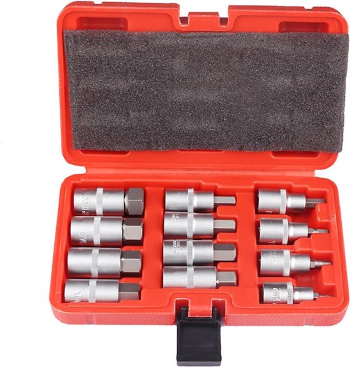 12-delige steeksleutelset met 1/2 inch zeskantbussen en kunststof opbergdoos - Inclusief maten 5 t/m 22, ideaal voor klussen en onderhoud