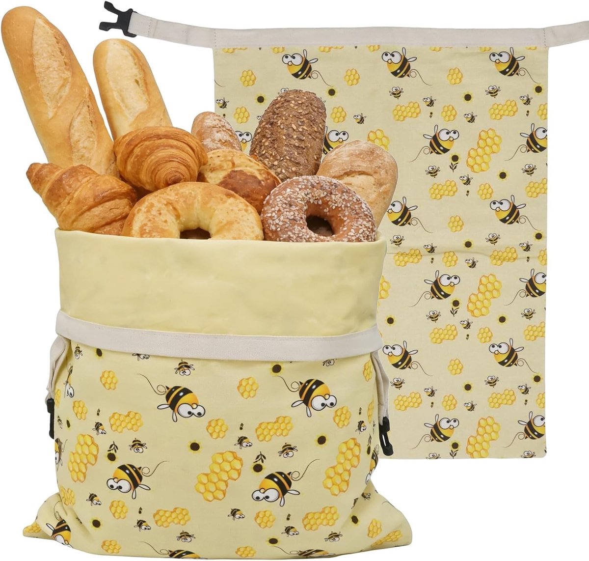 Broodzakken - Geel - 33 x 28 cm - Katoen met Natuurlijke Bijenwascoating - Voor Thuiskeuken en Bakliefhebbers