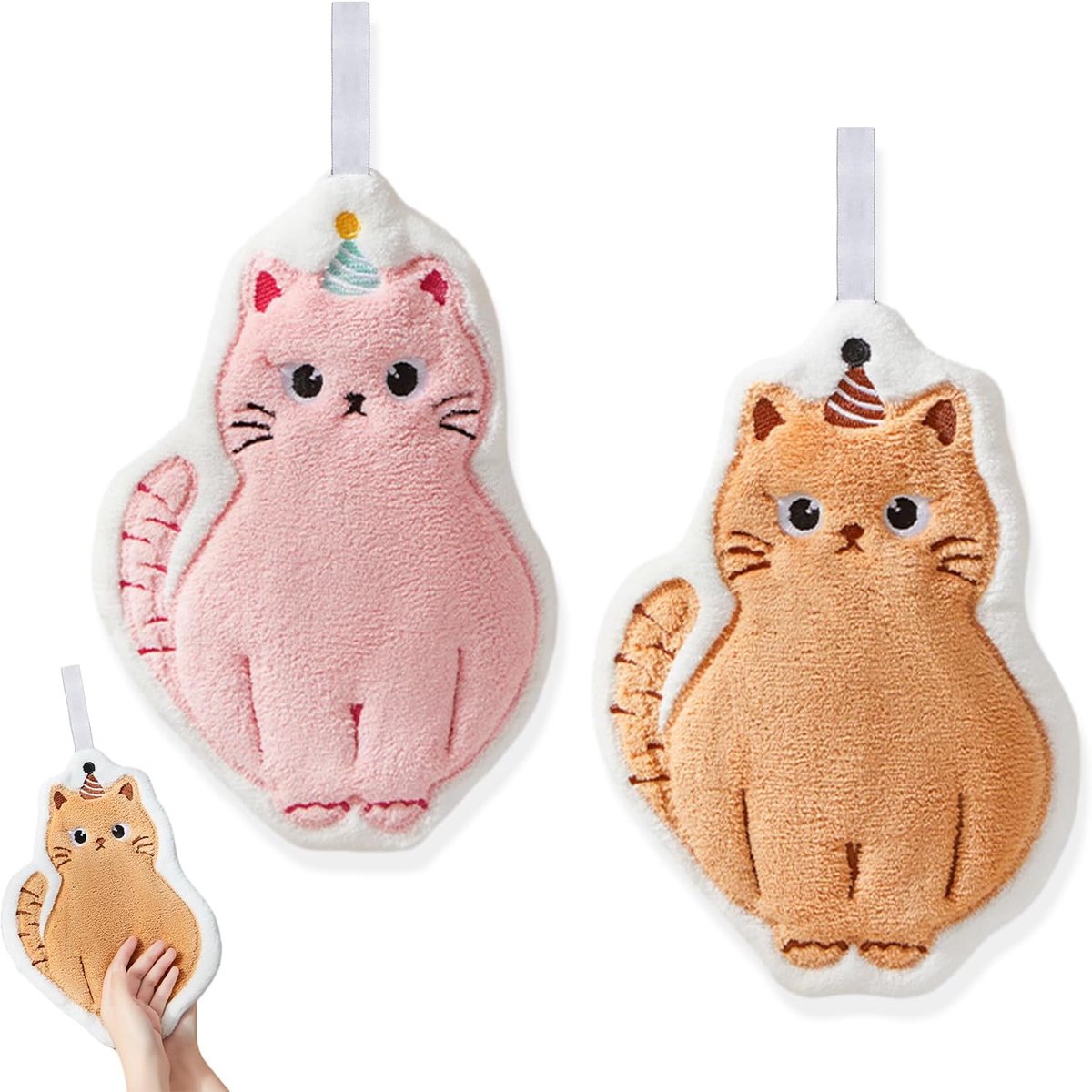 Keukenhanddoeken 2-delig - katten borduurwerk - sneldrogend - ideaal voor afwassen - ShopVlot