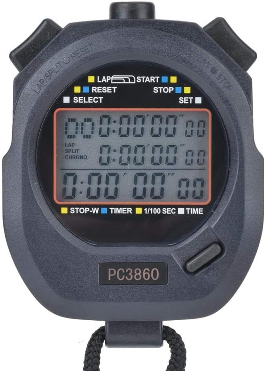 SnelShoppen - Digitale Sport Stopwatch Timer met Groot Display en Extra Grote Knoppen - Nauwkeurige 1/100 Seconde Stopwatch voor Sport, Spelletjes en