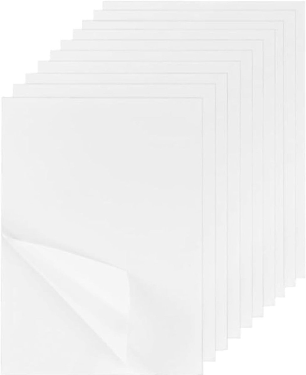 SnelShoppen - 6 vellen wateroplosbaar borduurstabilisator A4 (29.7x21cm) zelfklevend borduurpapier voor hand- en machineborduren, printbaar en tekenba